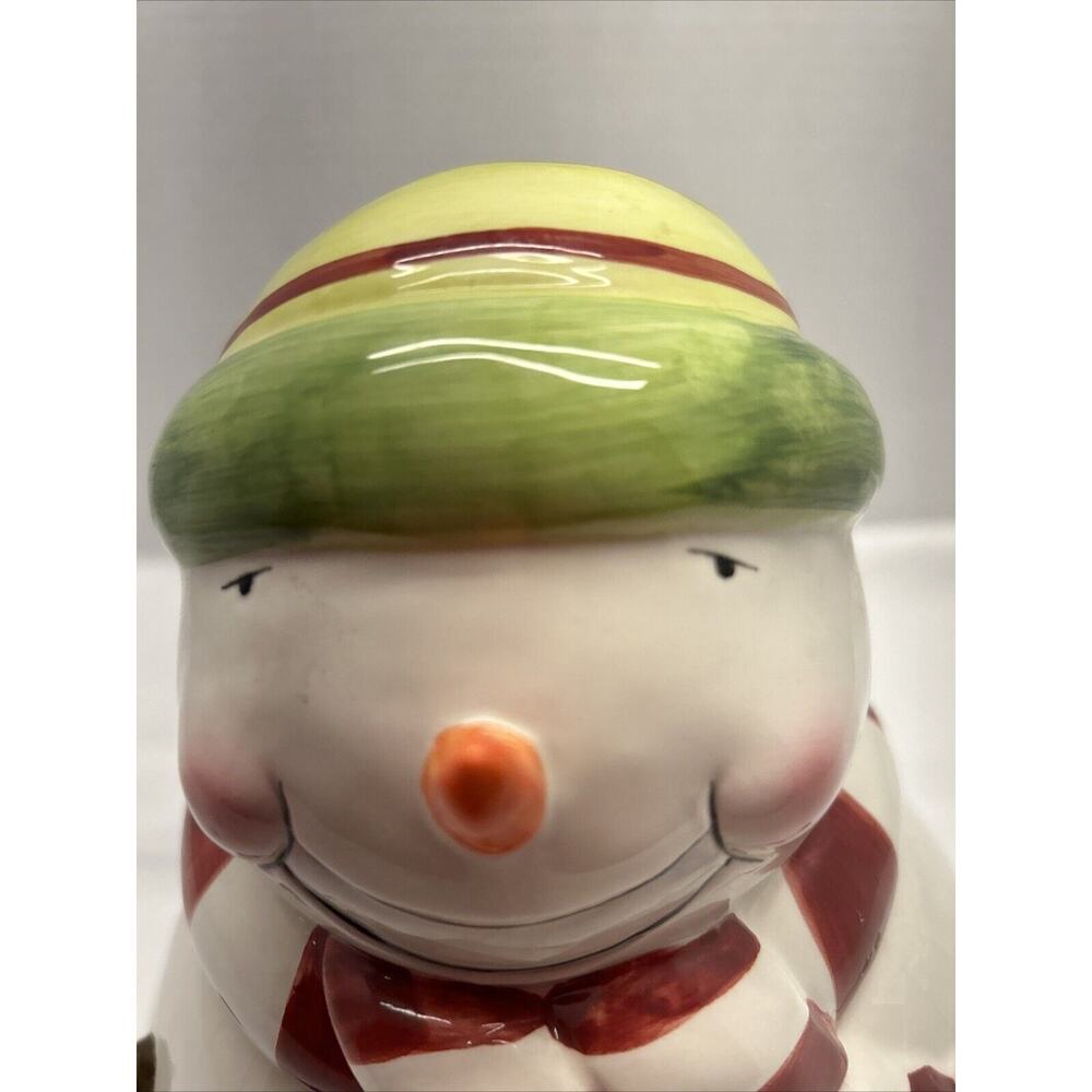 Oneida Snowman Ceramic Cookie Jar with Stocking Hat and Scarf 12" High READ - Picture 4 of 11